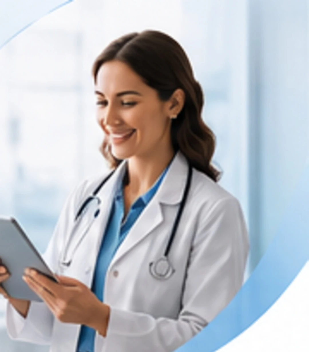 Clinician reviewing information on a tablet